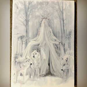Witch with wolves canvas art